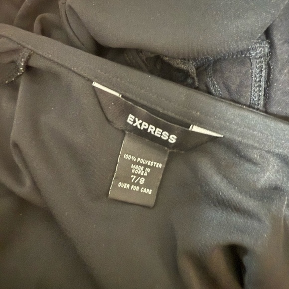 Express Black Wrap Midi Dress with Ruffle Cuffs - Picture 7 of 7